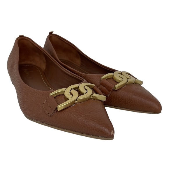 Boden Flats Women's 6 Brown Leather Gold Slip on Shoes - Picture 6 of 13